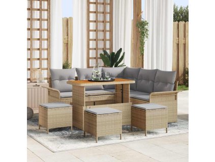 Súprava záhradných pohoviek 9 pcs Béžová polyratan 3362142