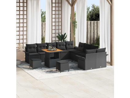 Súprava záhradných pohoviek 13 pcs Čierna polyratan 3362189