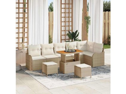 Súprava záhradných pohoviek 9 pcs Béžová polyratan 3362286