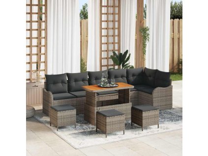 Súprava záhradných pohoviek 10 pcs Sivá polyratan 3362293