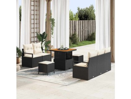 Súprava záhradných pohoviek s vankúšom 8 pcs Čierna Poly ratan 3362465