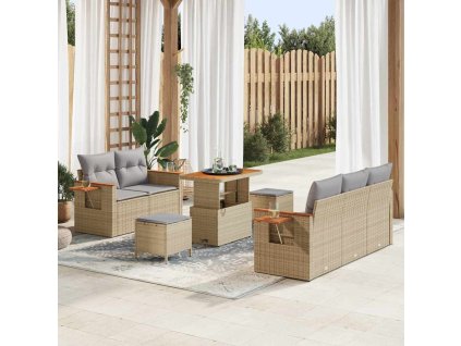 Súprava záhradných pohoviek 8 pcs Beige a svetlo šedá 3363122