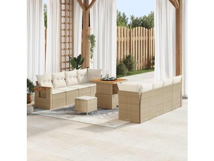 Súprava záhradných pohoviek s vankúšom 11 pcs Béžová a krémová 3363146