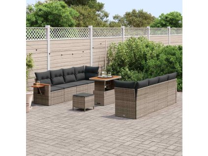 Súprava záhradných pohoviek s vankúšom 11 pcs Sivá 3363153