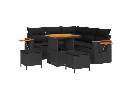 Súprava záhradných pohoviek s vankúšom 8 pcs Čierna 3363169