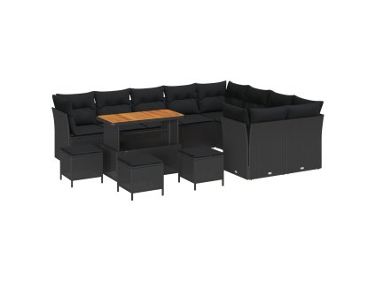 Súprava záhradných pohoviek s vankúšom 13 pcs Čierna 3363479