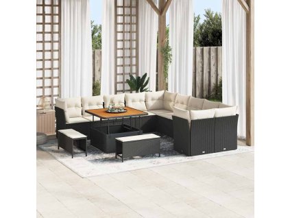 Súprava záhradných pohoviek 13 pcs Čierna a krémová polyratan 3363485