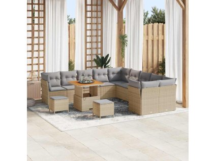 Súprava záhradných pohoviek 13 pcs Beige a svetlo šedá 3363492