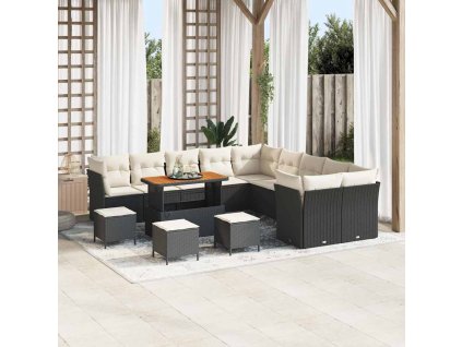 Súprava záhradných pohoviek 14 pcs Čierna a krémová polyratan 3363500