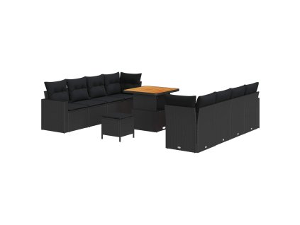 Súprava záhradných pohoviek s vankúšom 11 pcs Čierna 3363534