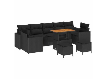 Súprava záhradných pohoviek s vankúšom 13 pcs Čierna polyratan 3363549