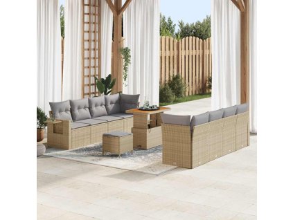 Súprava záhradných pohoviek 11 pcs Beige a svetlo šedá 3363672
