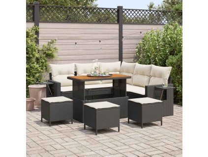 Súprava záhradných pohoviek 10 pcs Čierna a krémová polyratan 3363700