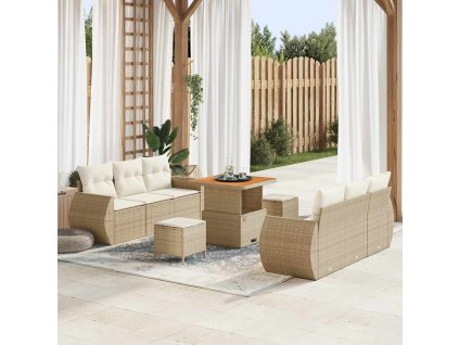 Súprava záhradných pohoviek 9 pcs Béžová a krémová polyratan 3363776