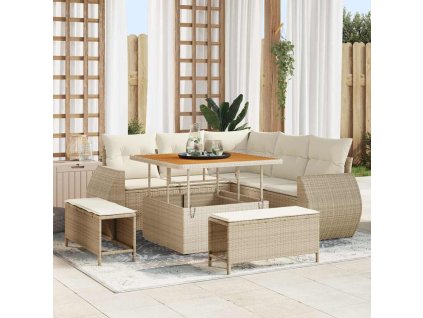 Súprava záhradných pohoviek 8 pcs Béžová a krémová polyratan 3363816