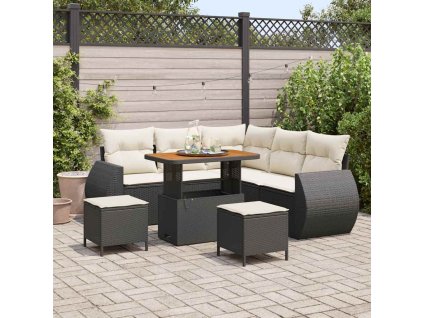 Súprava záhradných pohoviek 8 pcs Čierna a krémová polyratan 3363825