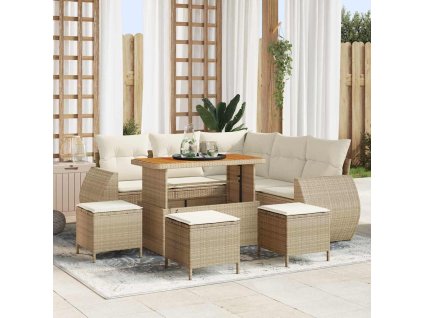 Súprava záhradných pohoviek 9 pcs Béžová a krémová polyratan 3363831