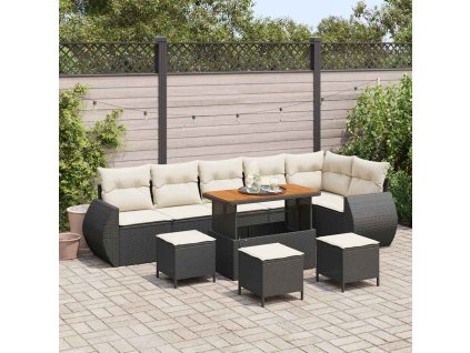 Súprava záhradných pohoviek 10 pcs Čierna a krémová Poly Ratan 3363850