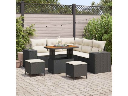 Súprava záhradných pohoviek 8 pcs Čierna a krémová polyratan 3363955