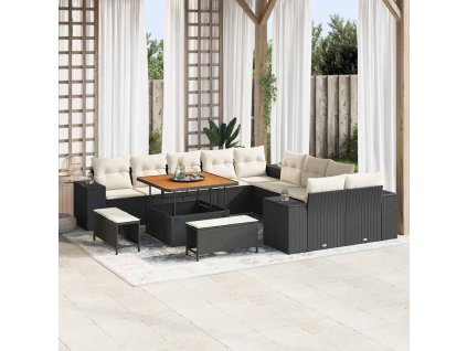 Súprava záhradných pohoviek 13 pcs Čierna a krémová polyratan 3364005