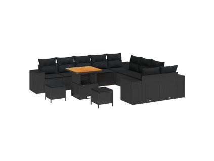 Súprava záhradných pohoviek s vankúšom 13 pcs Čierna polyratan 3364009