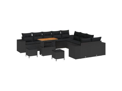 Súprava záhradných pohoviek s vankúšom 13 pcs Čierna polyratan 3364014