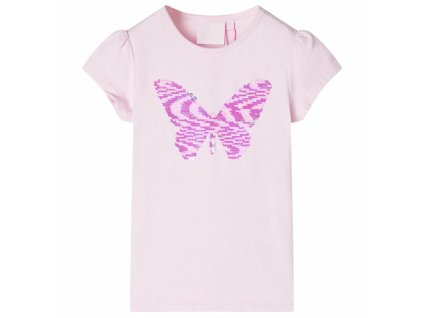 Detské tričko so skoseným rukávom mäkké ružové 128 10832