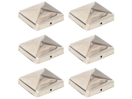 Pyramídové krytky na plotové stĺpiky 6 ks 71x71 mm nehrdzavejúca oceľ 145485