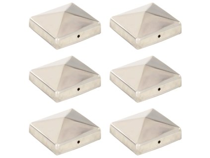 Pyramídové krytky na plotové stĺpiky 6 ks 81x81 mm nehrdzavejúca oceľ 145486