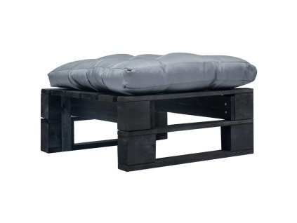 Záhradná taburetka z paliet, sivá podložka, čierna, drevo 277408