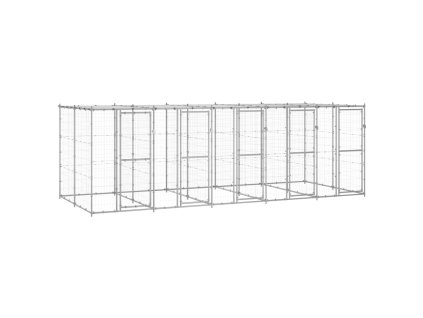 Vonkajšia voliéra pre psy so strechou pozinkovaná oceľ 12,1 m² 3082274