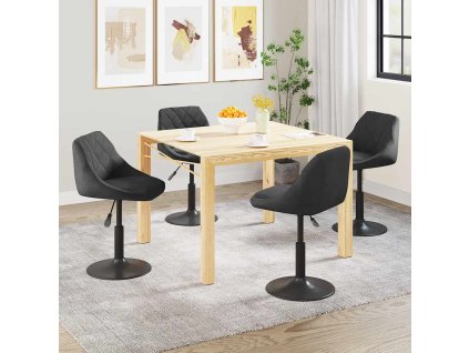 Otočné jedálenské stoličky 4 ks čierne zamatové 3088788