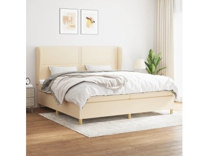 Boxspring posteľ s matracom krémová 200x200 cm látka 3128474