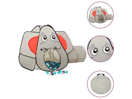 Detský stan v tvare slona s 250 guľôčkami sivý 174x86x101 cm 3107740