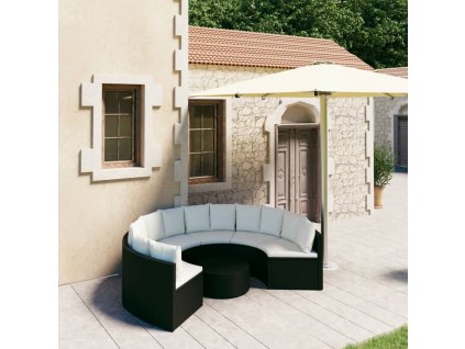 7-dielna záhradná súprava pohoviek s podložkami polyratan čierna 3064892