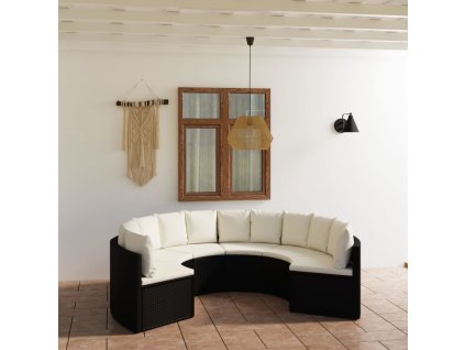 6-dielna záhradná súprava pohoviek s podložkami polyratan čierna 3064894