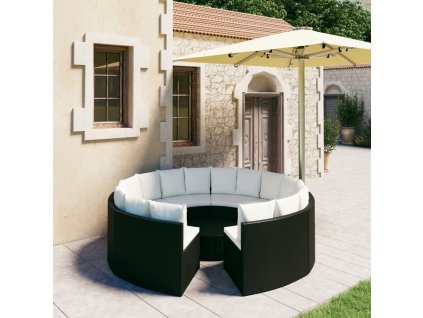 9-dielna záhradná súprava pohoviek s podložkami polyratan čierna 3064900