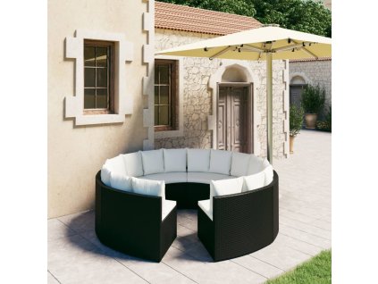 8-dielna záhradná sedacia súprava s podložkami čierna polyratanová 3064902