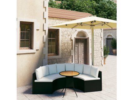 5-dielna záhradná sedacia súprava s podložkami polyratan čierna 3064904