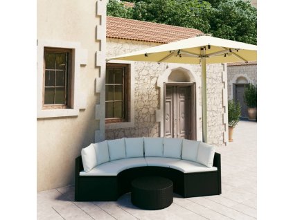 5-dielna záhradná sedacia súprava s podložkami polyratan čierna 3064908