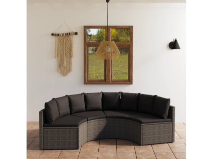 4-dielna záhradná sedacia súprava s podložkami polyratan sivá 3064911