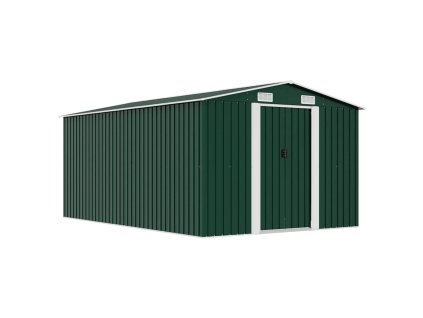 Záhradná kôlňa 257x392x181 cm, kov, zelená 143344