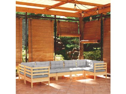 7-dielna záhradná súprava so sivými vankúšmi borovica 3097306