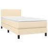 Posteľný rám boxspring s matracom krémový 90x190 cm látka 3139862