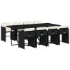 9-dielna záhradná jedálenská sada s vankúšmi čierna polyratan 3211098