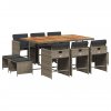 11-dielna záhradná jedálenská súprava s vankúšmi sivá polyratan 3211154