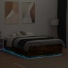 Posteľný rám s LED svetlami dymový 120x190 cm kompozitné drevo 3209657