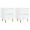 Nočné stolíky, nohy z borovice 2 ks, biele 40x35x50 cm 805852