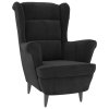Kreslo wingback s podnožkou čierne zamatové 3115937