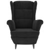 Kreslo wingback s podnožkou čierne zamatové 3115937